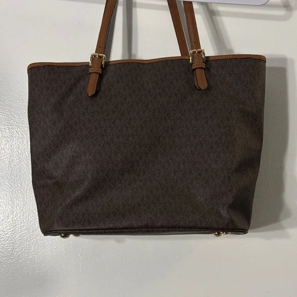 Michael Kors Dark Brown Tote with Tan Accents - Picture 2 of 4